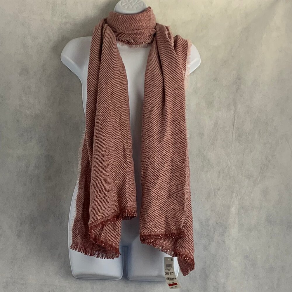 INC International Concepts Women's Two-Tone Shine Wrap Scarf, Wine Red, OS